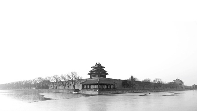 六张黑白古典水墨中国风PPT背景图片（6）
