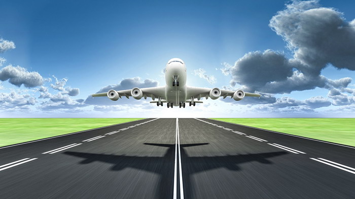 Airplane take off PPT background picture