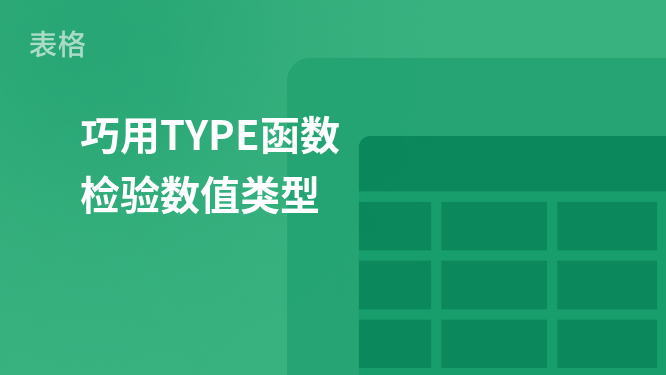 巧用TYPE函数 检验数值类型