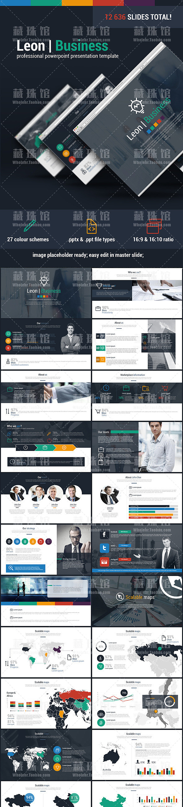 G30 latest European and American high-end paid PPT template multifunctional flat simple business data visualization animation annual summary enterprise introduction template