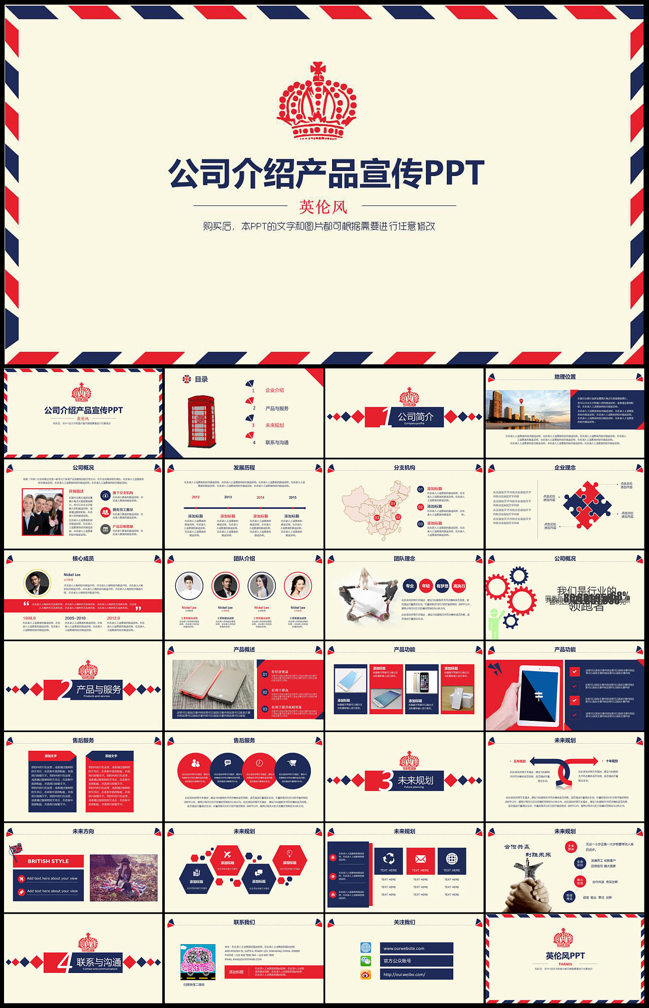 British style corporate culture promotion company introduction product display PPT (friends who need templates can find my information and contact me)